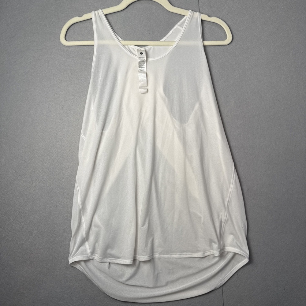 Lululemon Tank Top Womens 6 White Scoop Neck Twist Back Yoga Athletic Workout